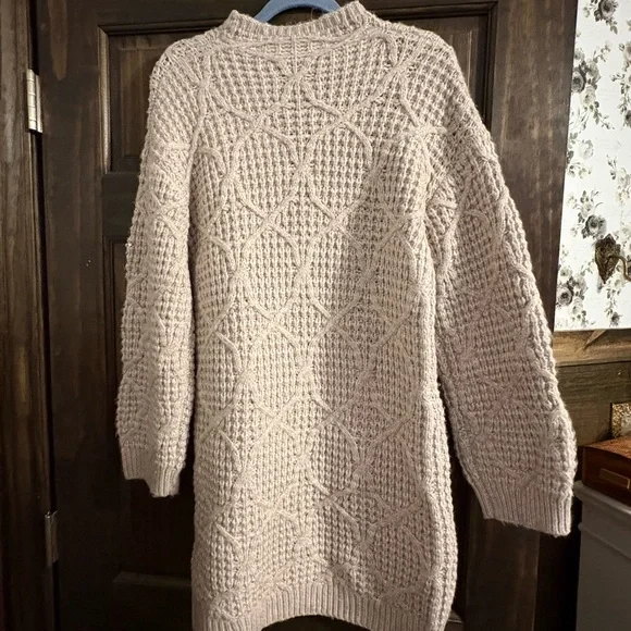 Express Textured Knit Sweater Dress - Cream - Picture 5 of 5
